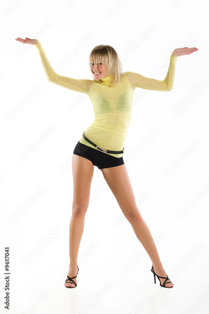 Young woman in yellow sweater Young woman in yellow sweater