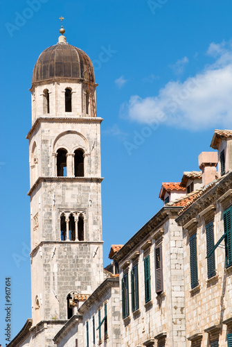 old tower on a background of blue sky