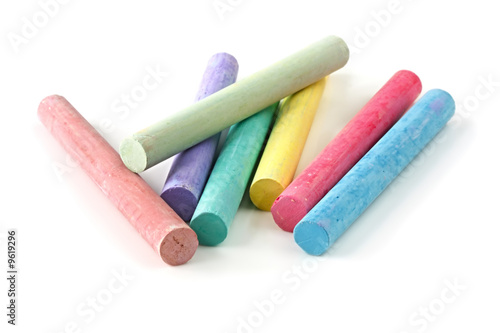 Sticks of pastel colored chalk photo