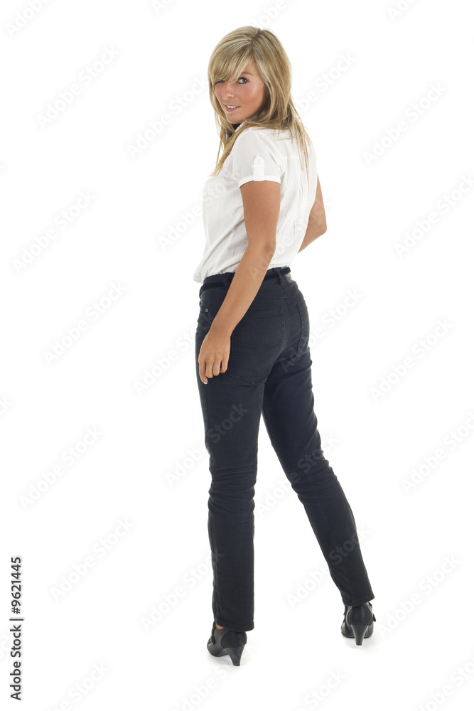 Pretty blonde girl isolated on white background Pretty blonde girl isolated on white background