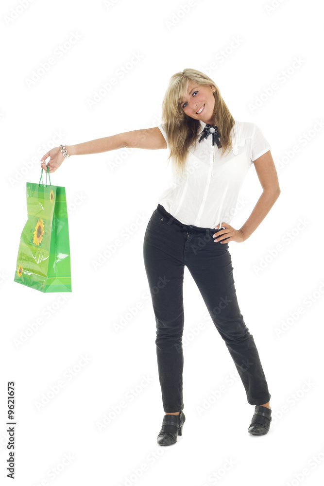 Pretty girl holding bag Pretty girl holding bag