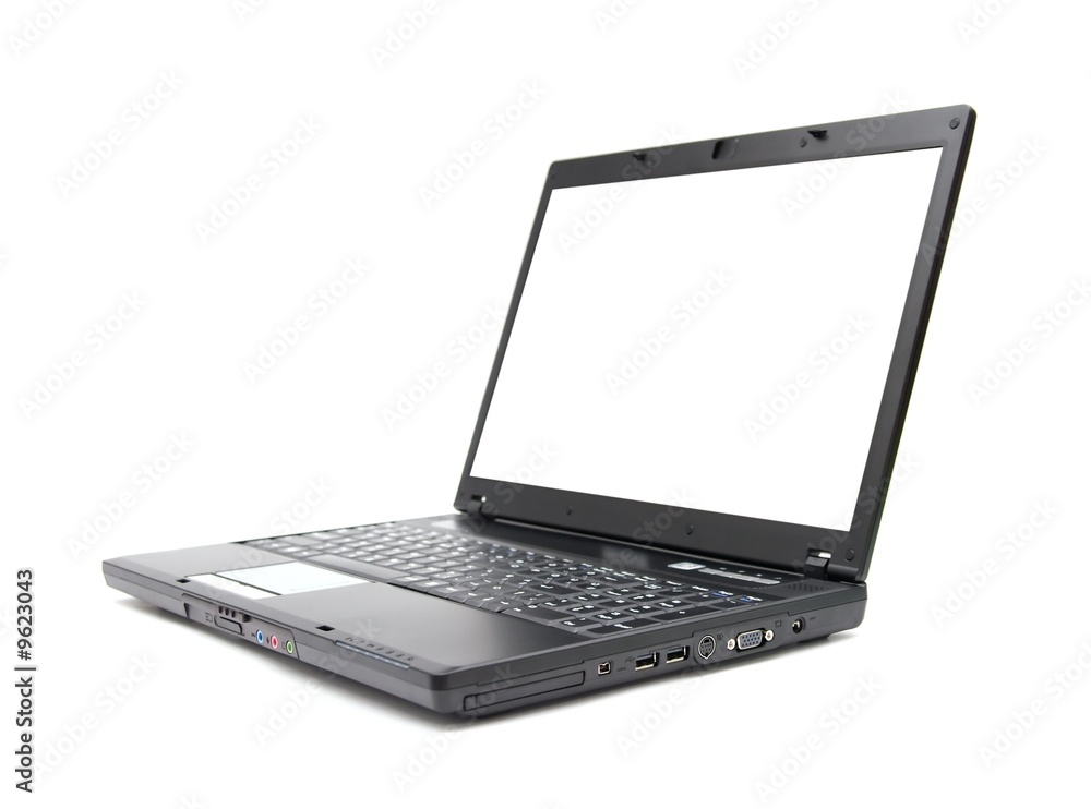 Laptop with blank white screen isolated on white Laptop with blank white screen isolated on white