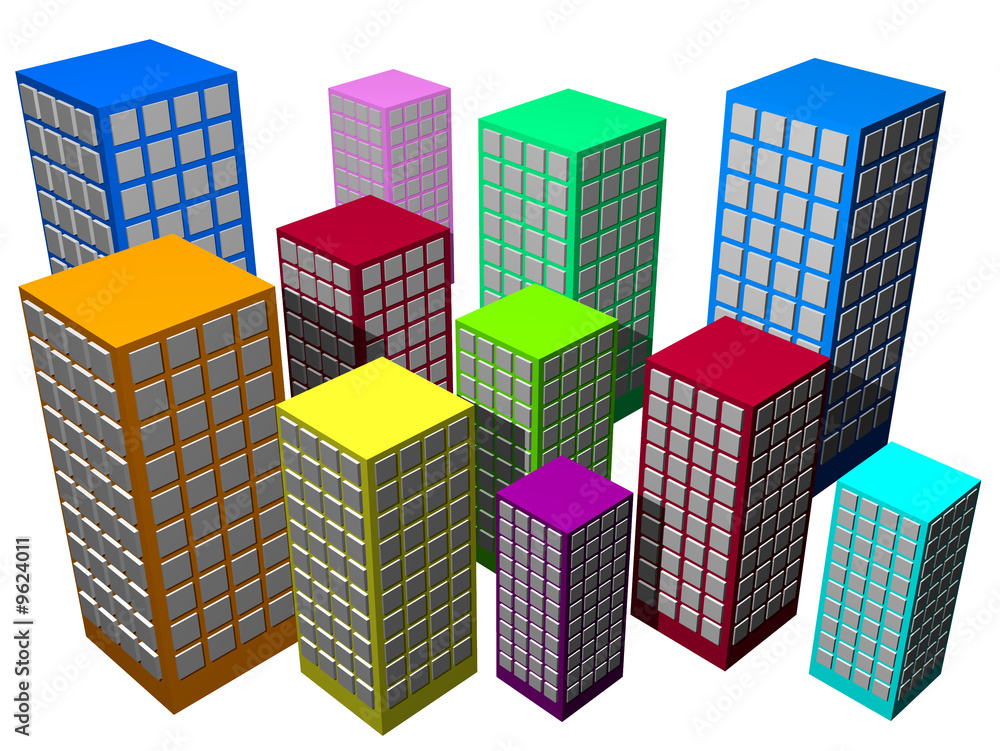 Abstract Colorful City Isolated on a White Background Abstract Colorful City Isolated on a White Background