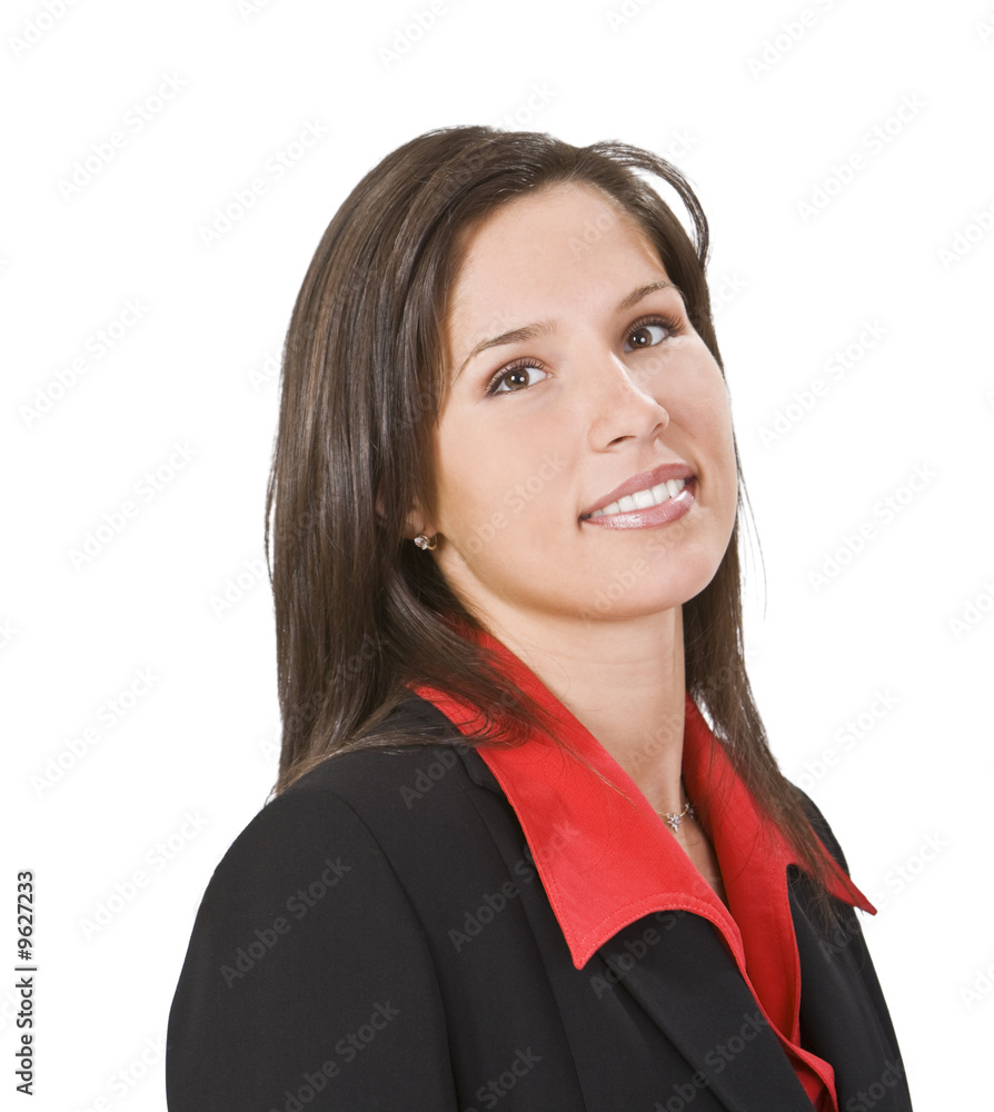 Portrait of a young woman against a white background. Portrait of a young woman against a white background.