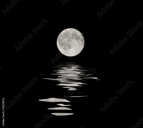 abstract full moon and water reflection photo