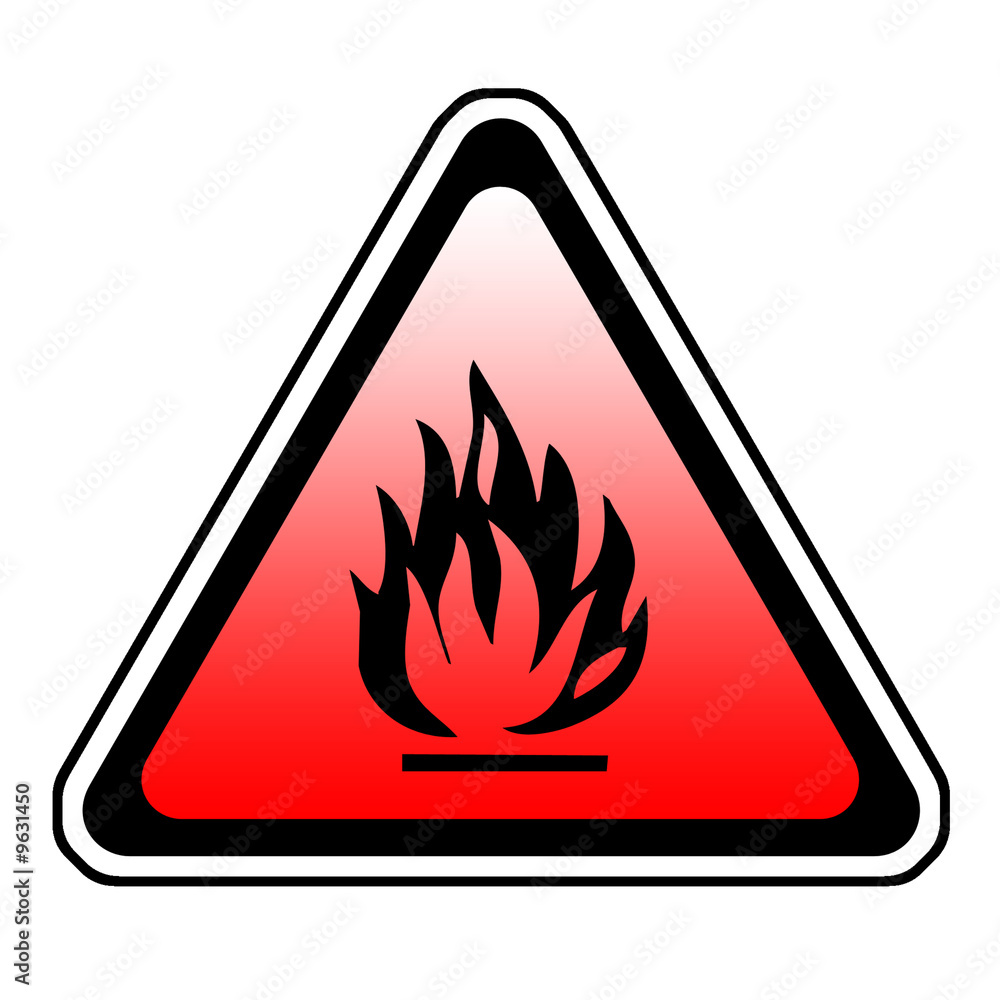 Triangle Fire Warning Sign - Symbol, White Background Triangle Fire Warning Sign - Symbol, White Background