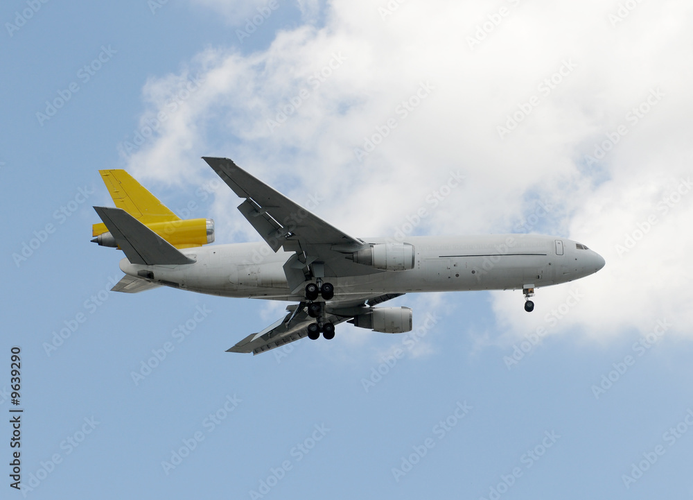 Heavy cargo jet airplane in flight Heavy cargo jet airplane in flight