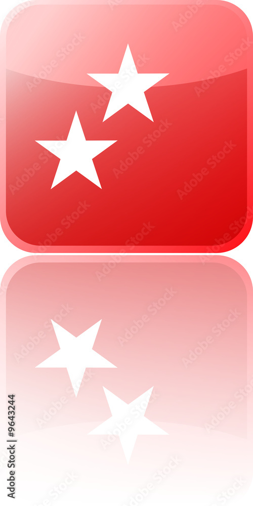 two star red button with reflection two star red button with reflection