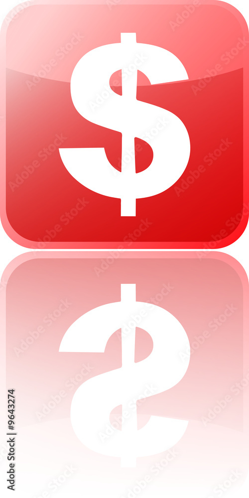 Obraz premium dollar red button with reflection
