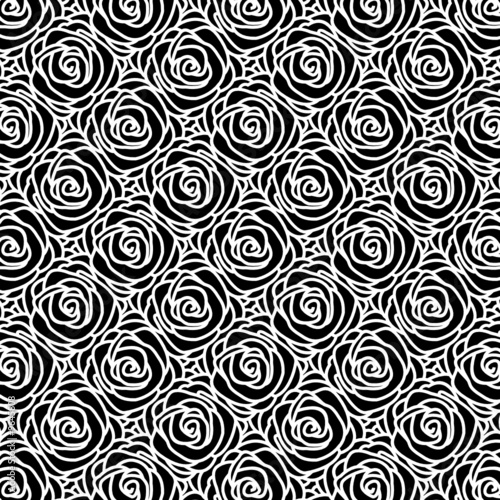 Seamless vector illustration of rose pattern design.