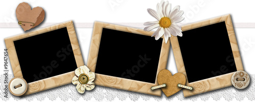 Grunge photo frameworks in a retro style on a white background
