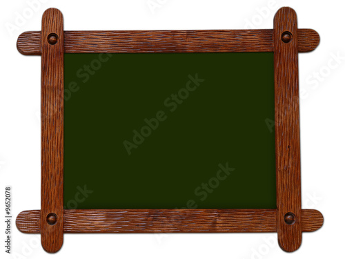 Wooden framework with a green background