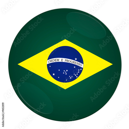 Abstract illustration: button with flag from Brazil country.