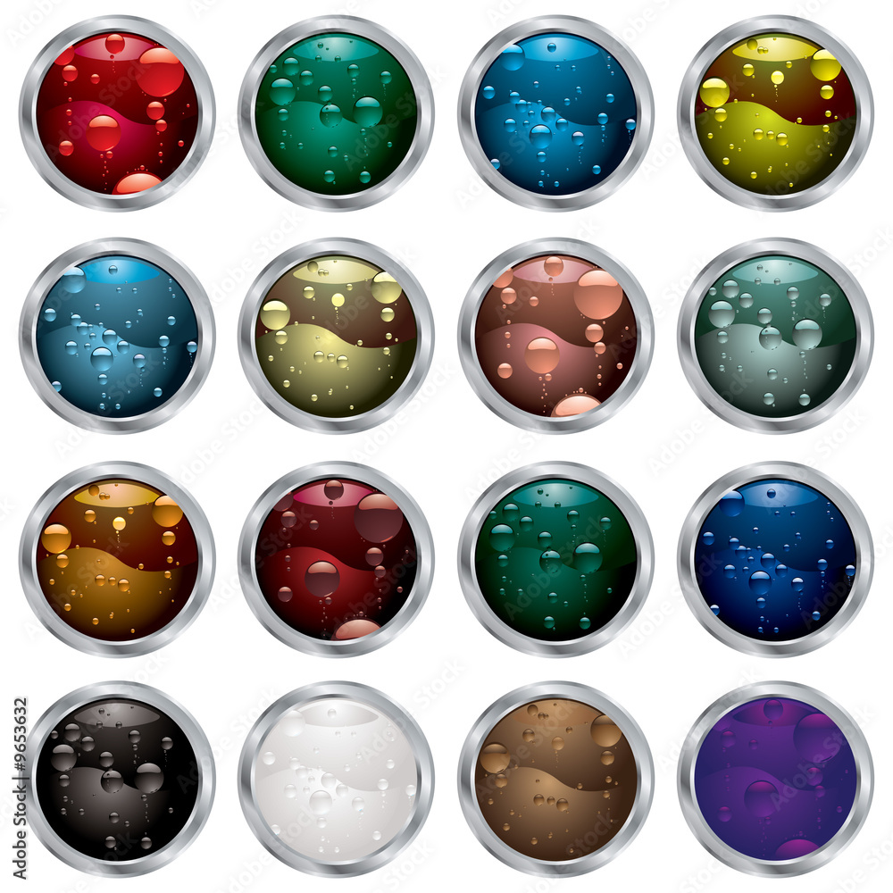 collection of twelve buttons with bubble fluid fills collection of twelve buttons with bubble fluid fills
