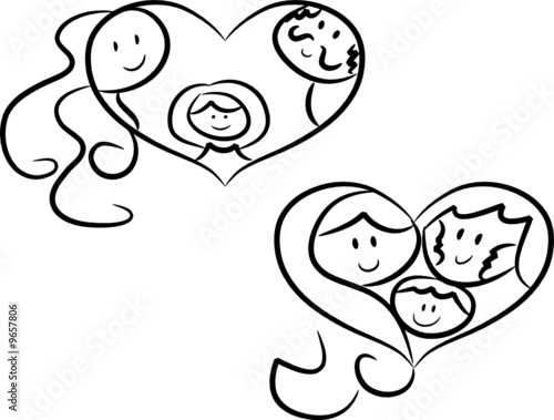 Icons: Familie (Eltern mit Tochter, Eltern mit Sohn), zweiteilig