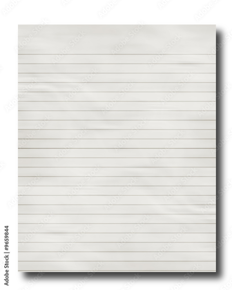 lined office paper on a white background