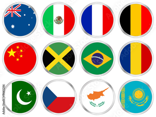 national flags circle icon set 2