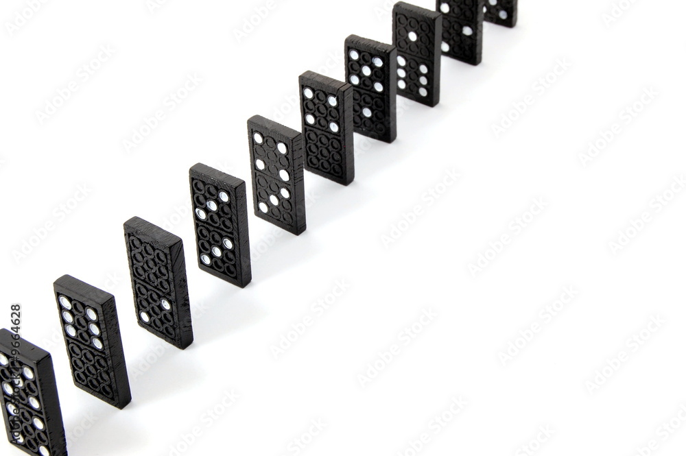 chain of dominoes isolated on a white background chain of dominoes isolated on a white background