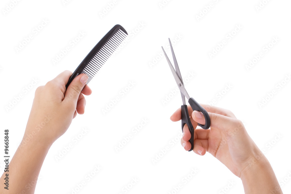 Hairstylist hands isolated on a white background. Hairstylist hands isolated on a white background.