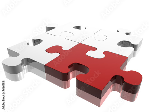 Red jigsaw piece on silver puzzle. Concept: Difference.