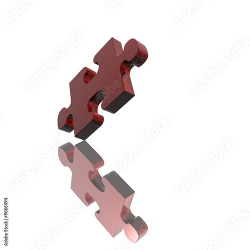Red jigsaw puzzle piece isolated on white background.