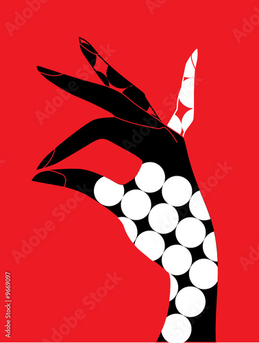 Hand in a circle on a red background