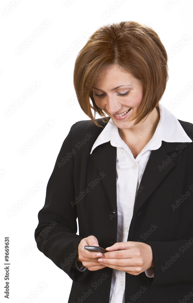 Young businesswoman checking her mobile phone. Young businesswoman checking her mobile phone.
