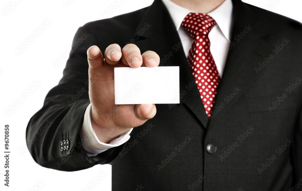 Businessman showing his business card