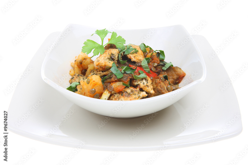 Lemon chicken with basil, lentils and potato Lemon chicken with basil, lentils and potato