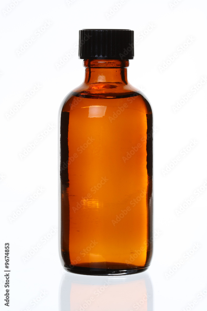 Isolated Generic Brown Glass Bottle, Against White