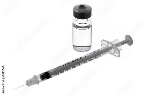 one vial with hypodermic needle
