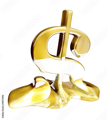 Melting dollar sign to illustrate economy problems.