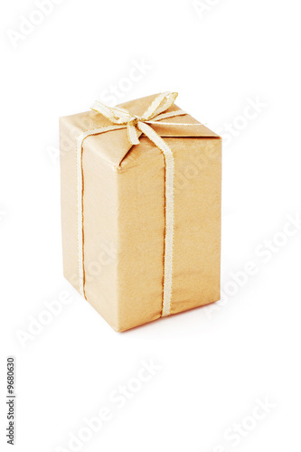 Brown color gift box decorated with bow ribbon