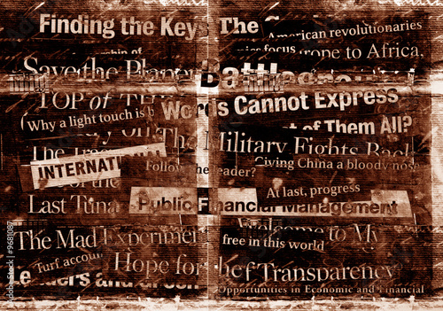 New paper headlines with old paper background