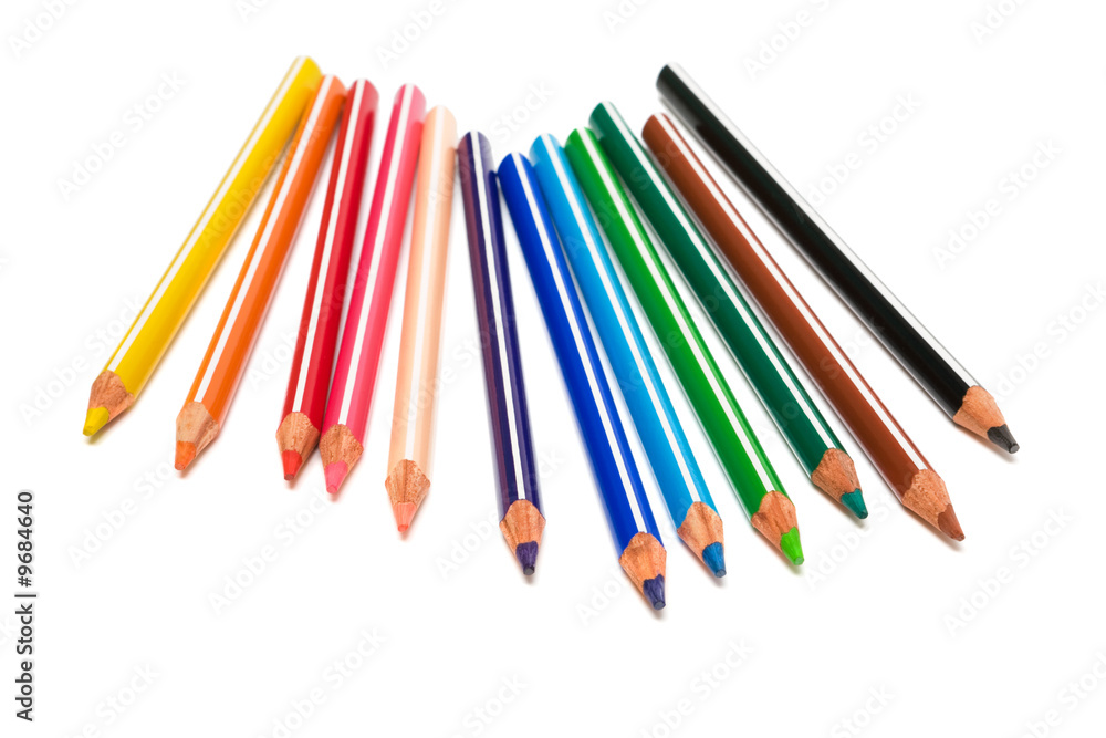 Beautiful color pencils on a white background Beautiful color pencils on a white background