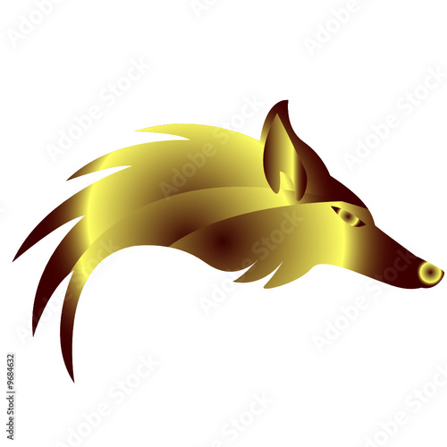 Abstract logo with golden fox