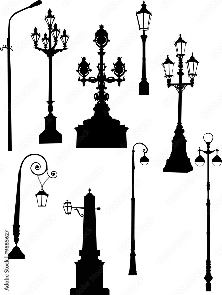 street lamps set