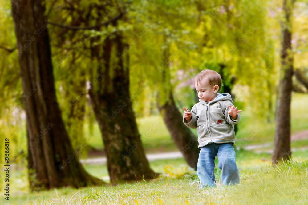 baby boy in autumn park