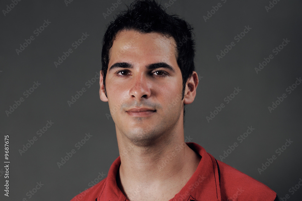 Headshot portrait of handsome serious young man Headshot portrait of handsome serious young man