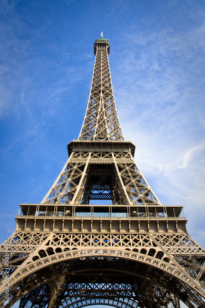 Close view on the Eiffel Tower
