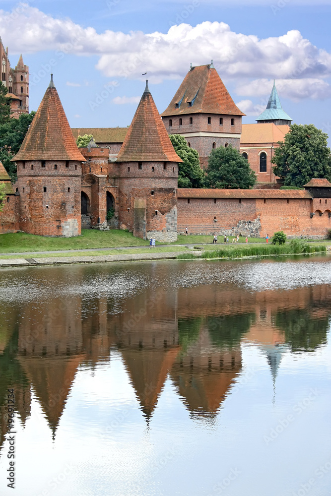 Old teutonic castle in Poland, Malbork, Gothic style.