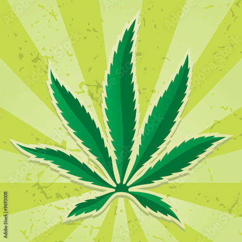 Cannabis leaf icon on grunge light green background