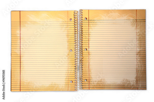 Distressed Lined School Paper in a Binder on Grunge Background