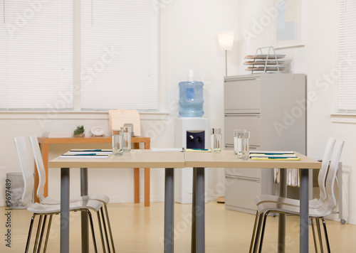 Empty conference room prepared for meeting