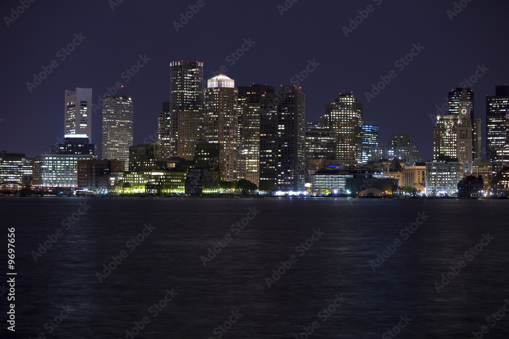 downtown Boston with water in the foreground