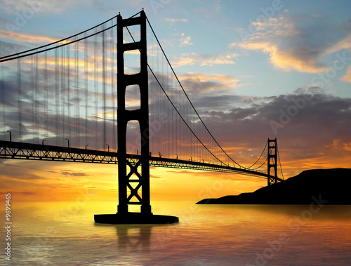Fototapeta Naklejka Na Ścianę i Meble -  Golden Gate Bridge over sunset