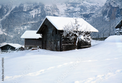An old cottage in the Swiss Alps.