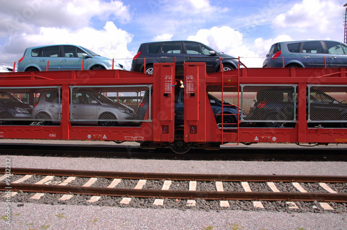 Cars for transprot on a train