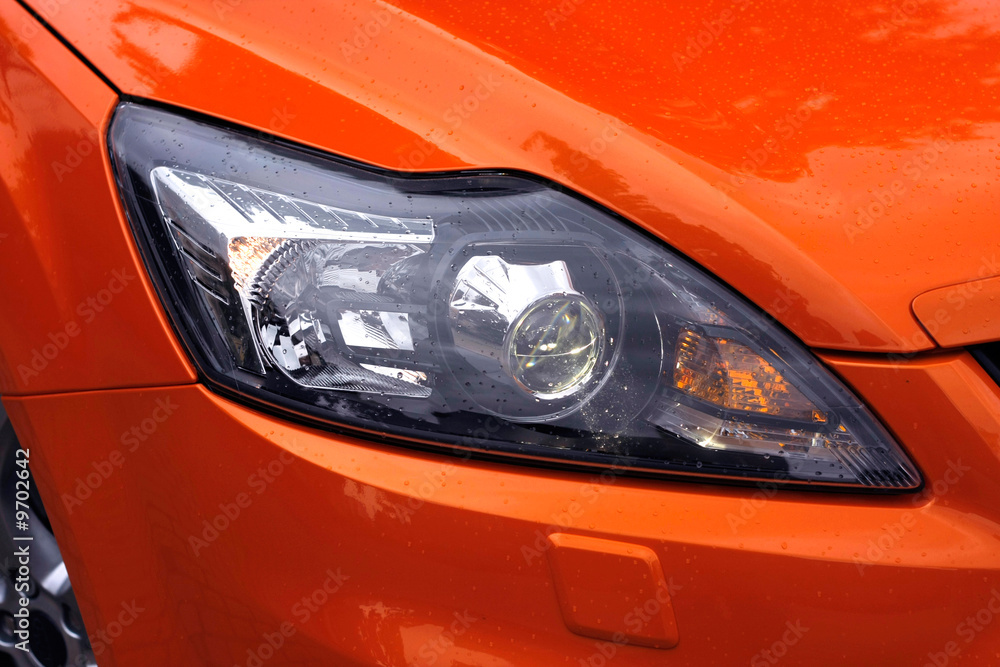 Car Lights with Raindrops