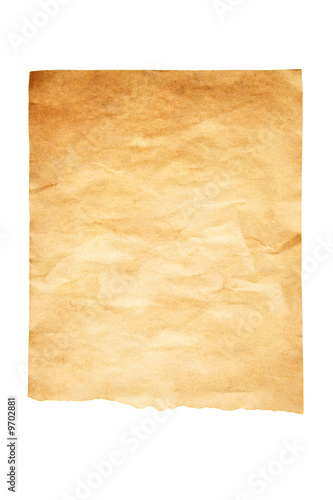 Old paper isolated over white background